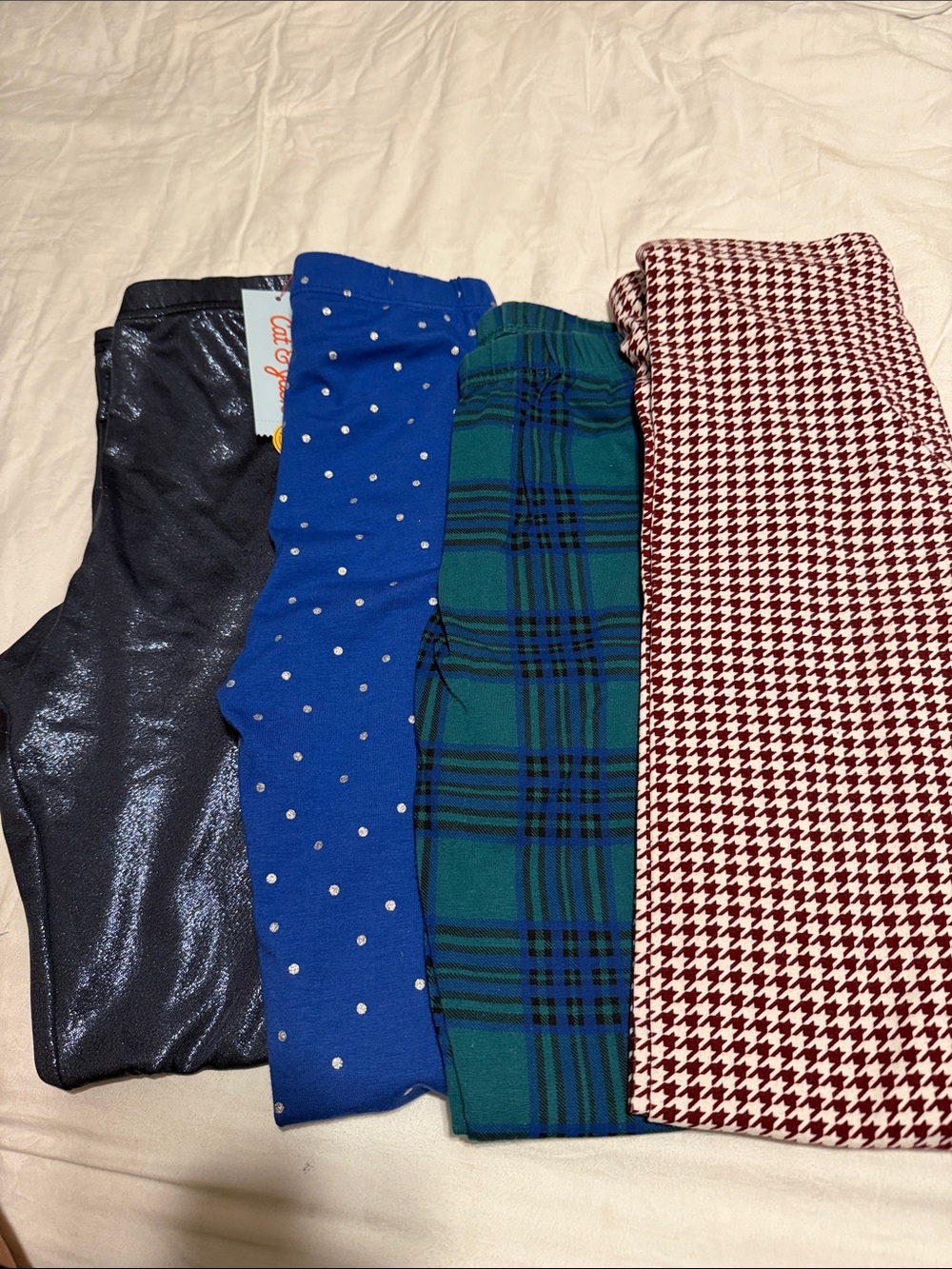 Kids Patterned Leggings Set - Blue, Green, Burgundy, metallic blue